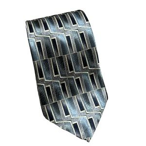 Pierre Cardin Silk Tie Geometric Design Grey & Black